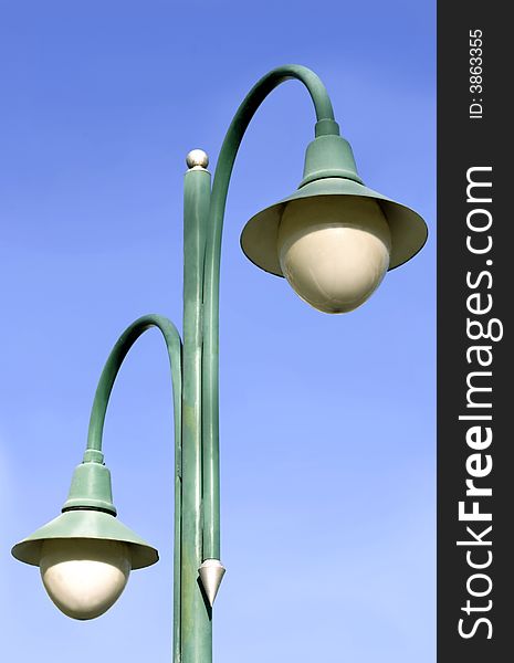 Street lights isolated on blue sky