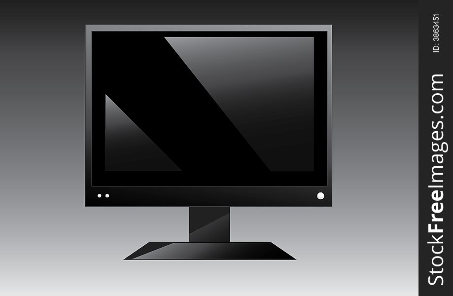 Vector image of lcd display with black screen and reflection