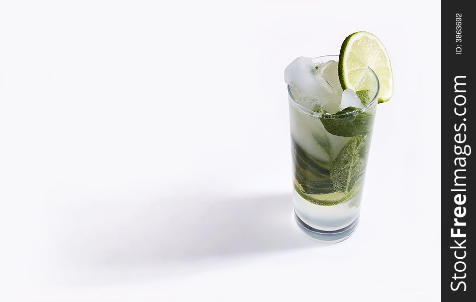 Aerial View Of Mojito with mint and lime.