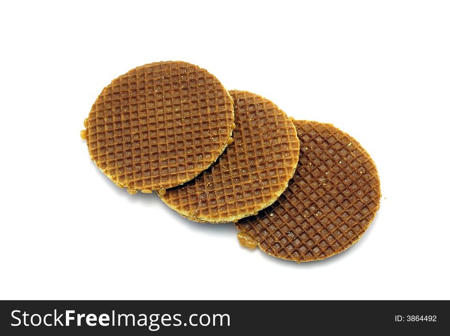 Syrup waffles isolated on white