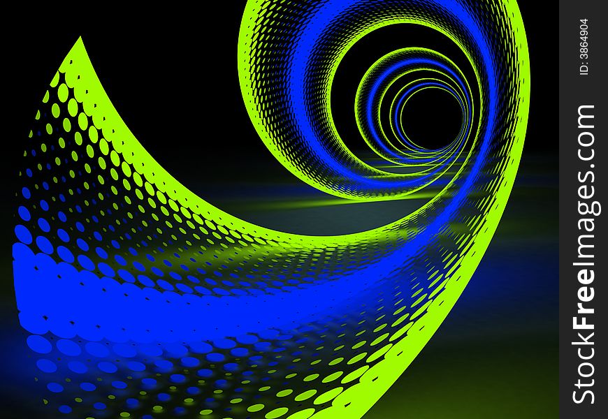 Halftone swirl on black background. Halftone swirl on black background