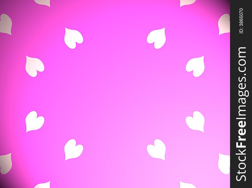 Pink background with white hearts. Pink background with white hearts.