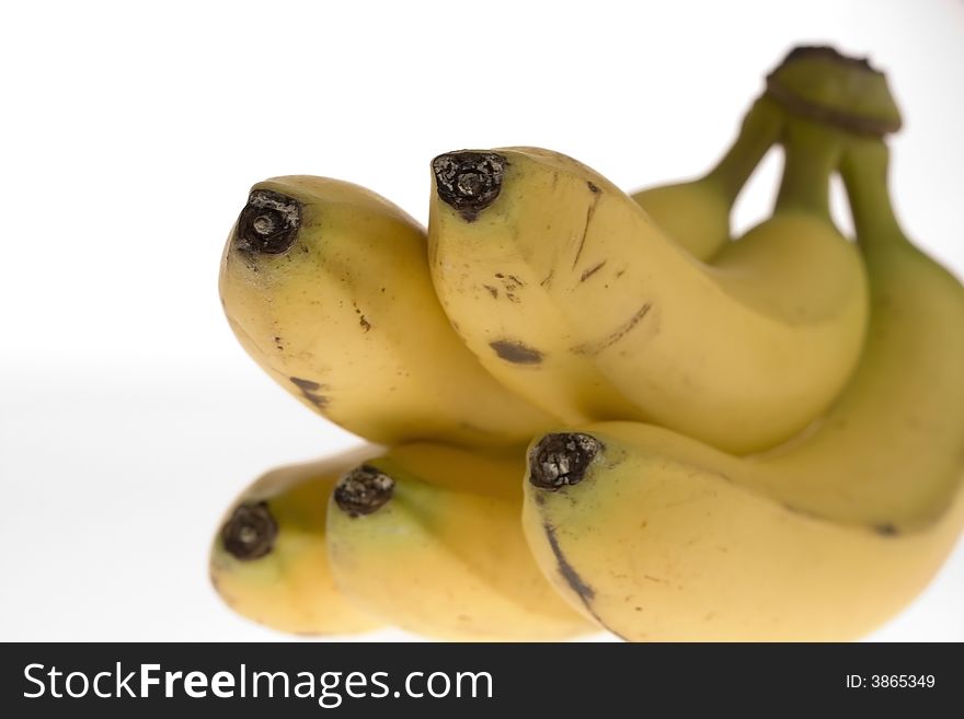 A bunch of bananas on the white background