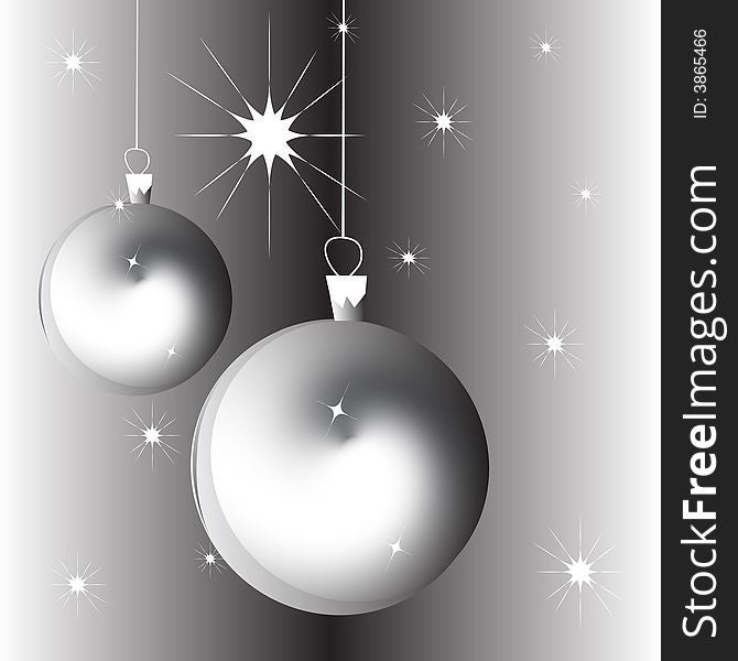 Christmas baubles on silver background