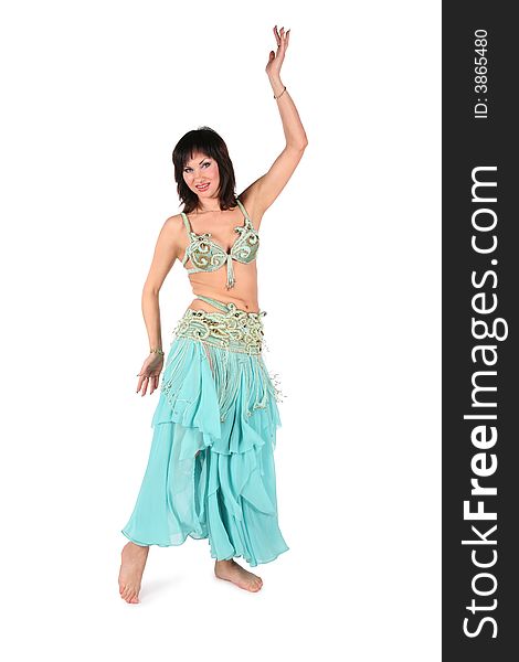 Belly dance woman on white