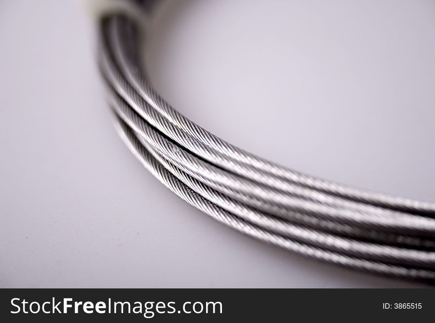 Silver cables isolated on white background