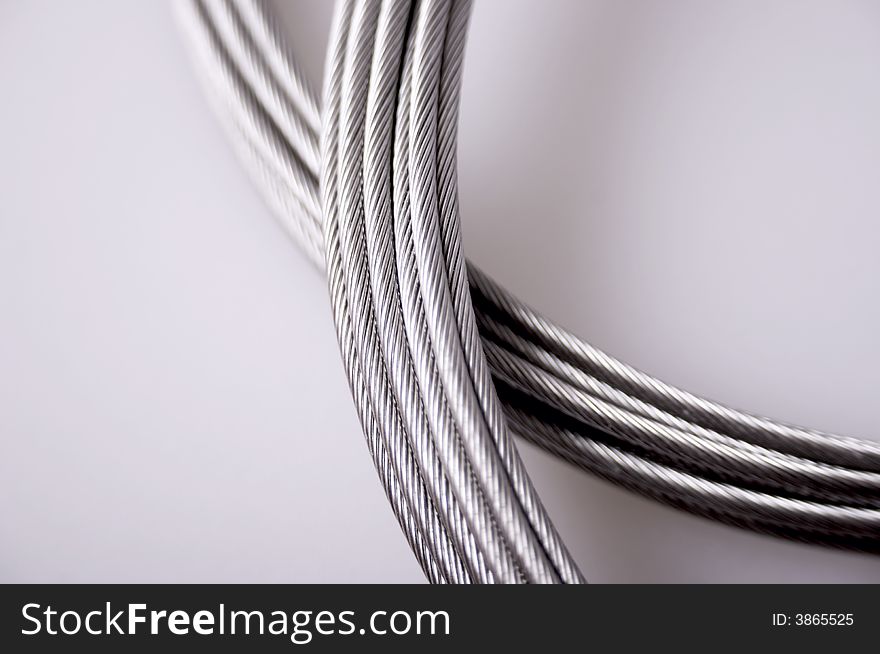 Silver cables isolated on white background