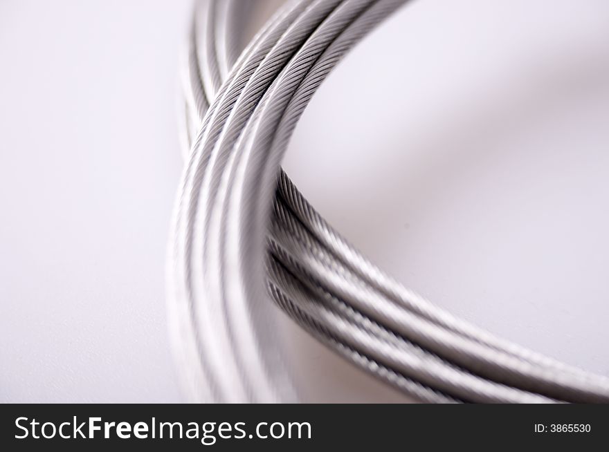 Silver cables isolated on white background