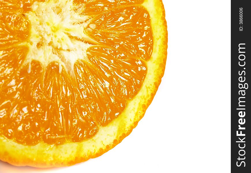 The segment of big juicy orange