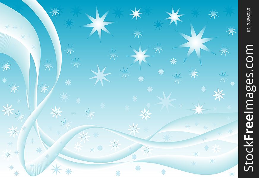 Blue winter background with stars