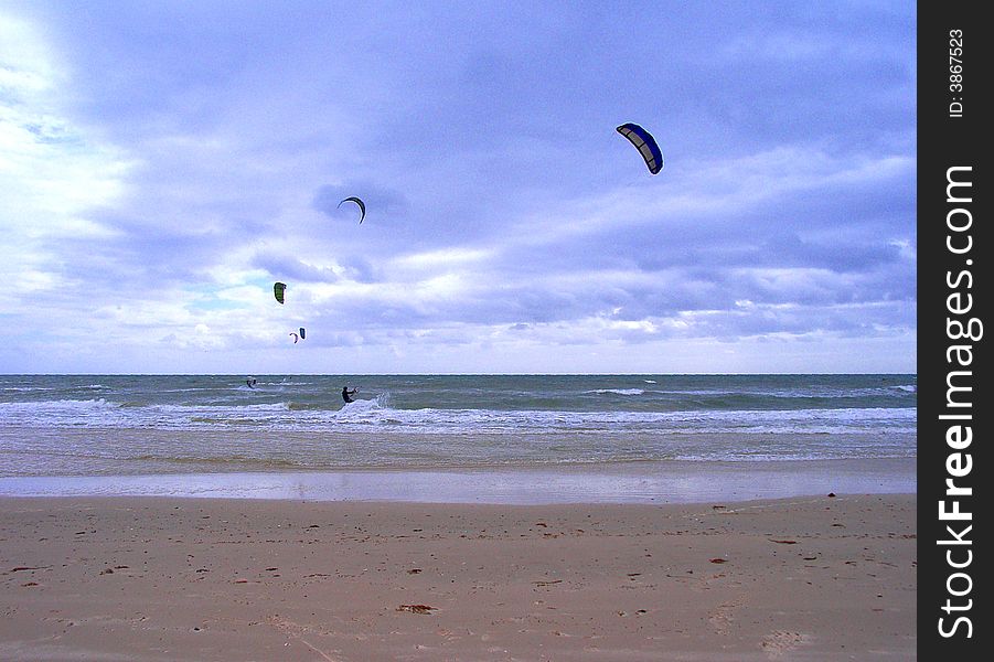 Kiteboarding, Henley Beach, Adelaide, Australia.