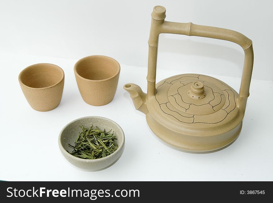 Chinese tea set with teapot and cup