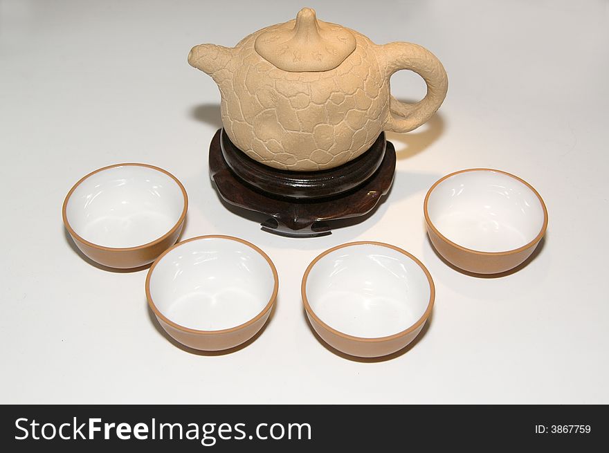 Chinese tea set with teapot and cup