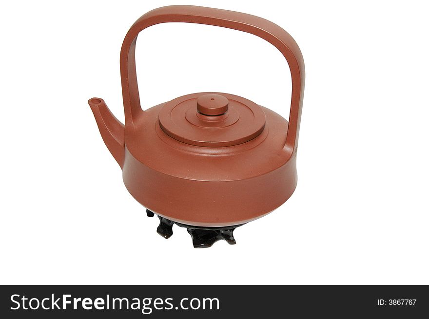 Red columnar clay Chinese zisha tea pot. Red columnar clay Chinese zisha tea pot