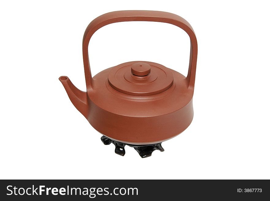 Red columnar clay Chinese zisha tea pot. Red columnar clay Chinese zisha tea pot