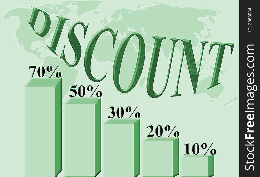 Discounts percentages graphic on a green background. Discounts percentages graphic on a green background