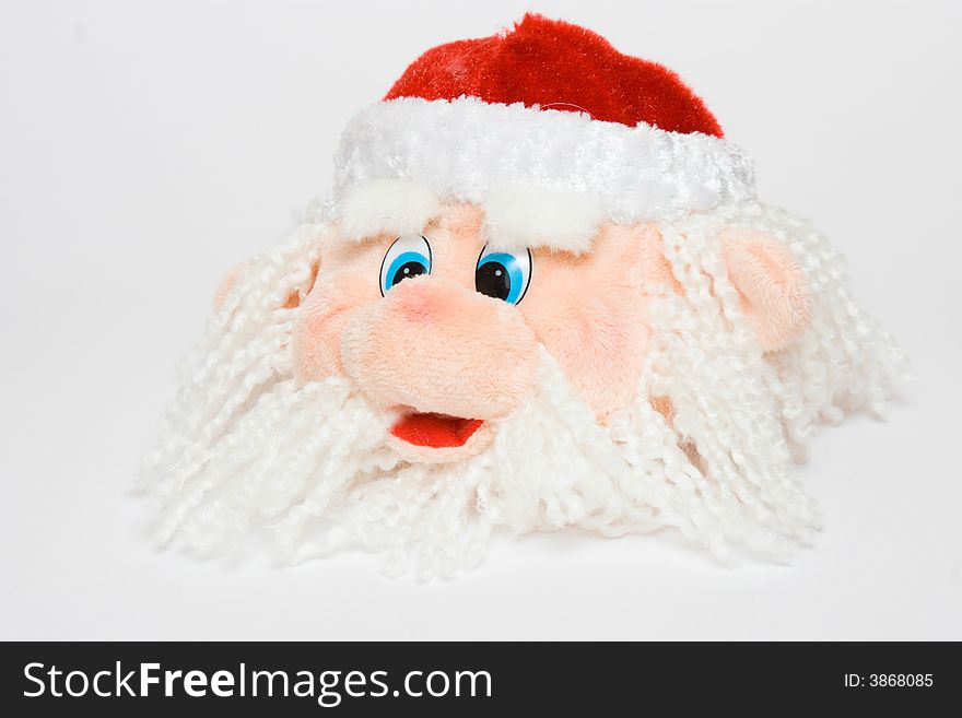 Santa head. Russian. Isolated. White.