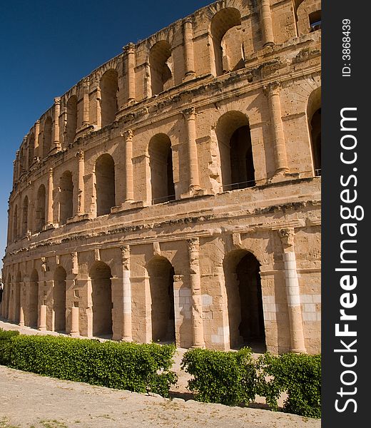 Exterior/Interior of  the ancient Roman colosseum in El Jem, Tunisia