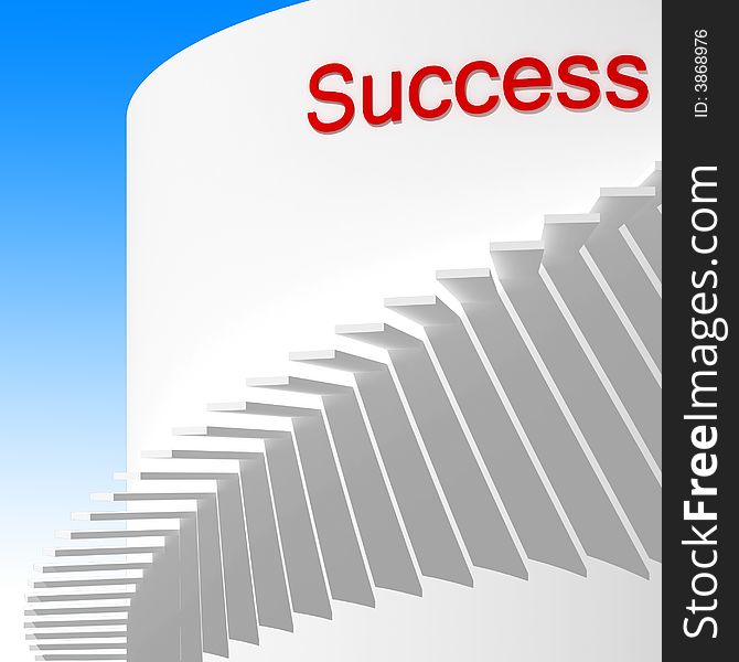 Hi res rendering of stair and success word. Hi res rendering of stair and success word