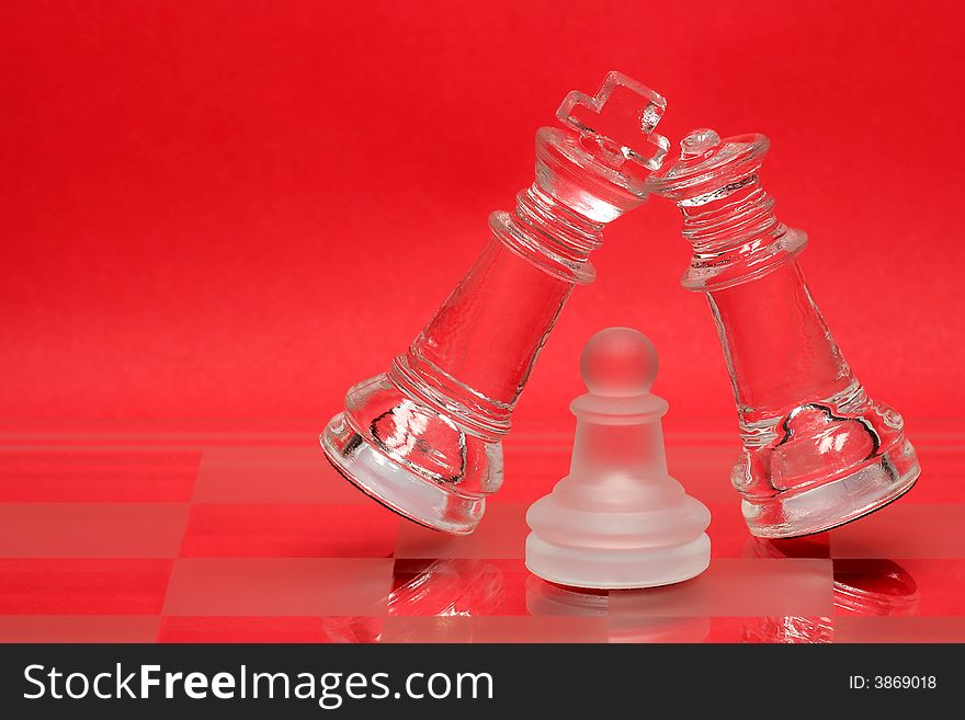 Isolated chess pieces on red background. Isolated chess pieces on red background