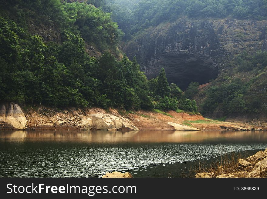 Golden lake in fu jian province China. Golden lake in fu jian province China