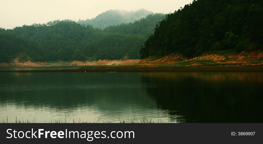 Golden lake morning, China