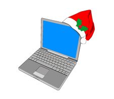 Laptop Computer With Santa Hat Stock Image Laptop Computer With Santa Hat Stock Image