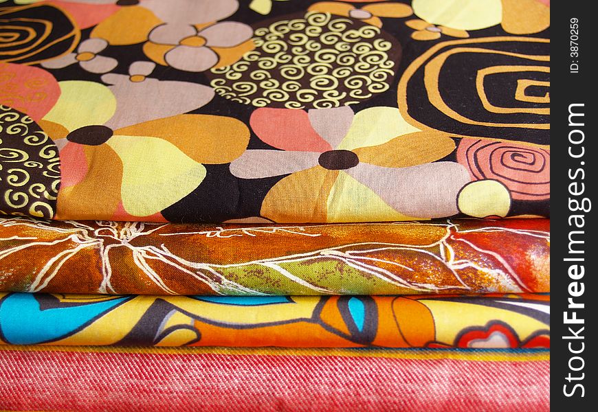 Colored print textiles for sewing. Colored print textiles for sewing