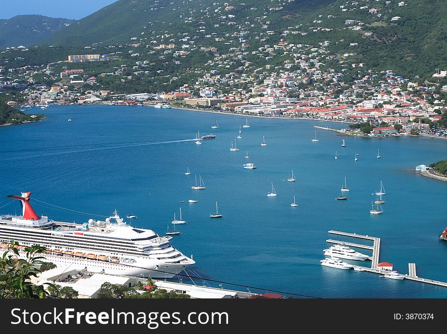 View of the harbor on the Island of St.Thomas. US Virgin Islands. View of the harbor on the Island of St.Thomas. US Virgin Islands