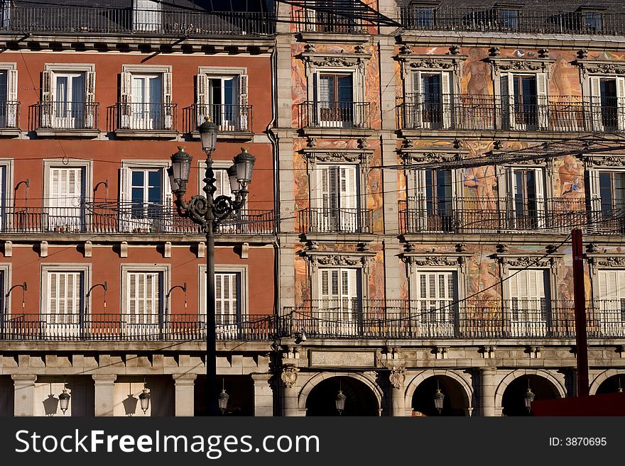 Architecture on the Plaza Mayor in Madrid. Architecture on the Plaza Mayor in Madrid