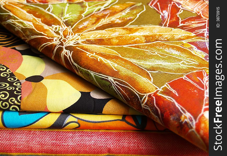 Colored print textiles for sewing. Colored print textiles for sewing