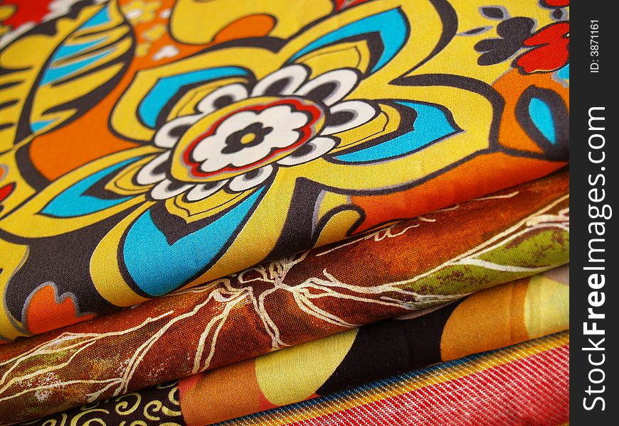 Colored print textiles for sewing. Colored print textiles for sewing