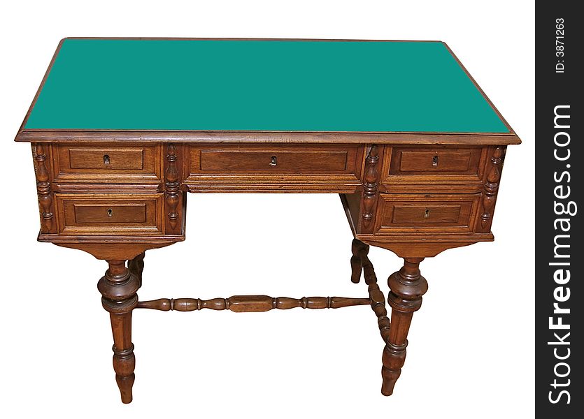 Ancient table with green cloth