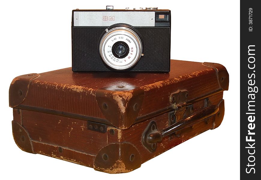 Old camera isolated in white