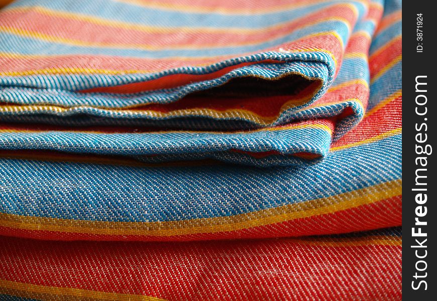 A stripy colored linen bedding