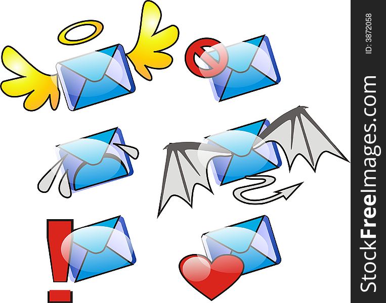 Blue icons on a theme of mail