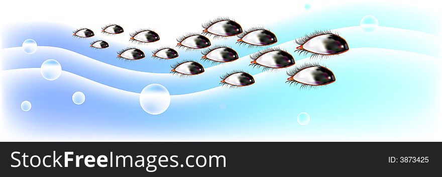 Vector illustration for a new trend of eyes just like fish flow in a trend, metaphors