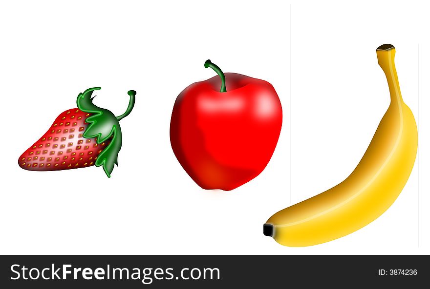 Vector art of Strawberry, apple and banana