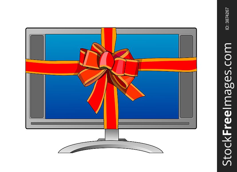 Vector art of a Computer monitor with ribbon
