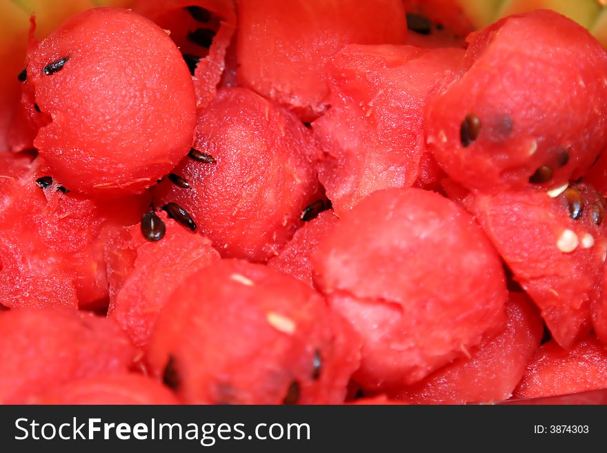 Background of red watermelon spheres. Background of red watermelon spheres