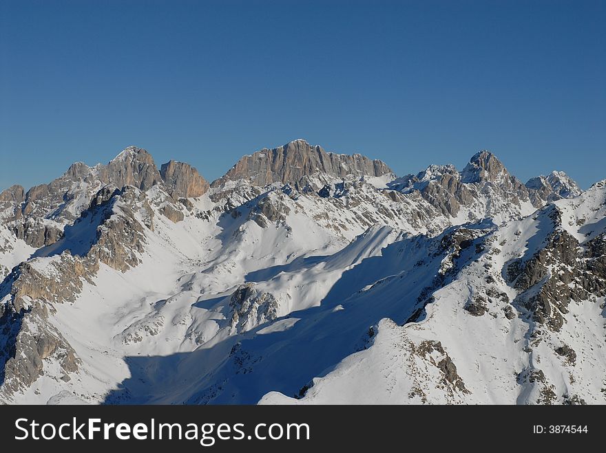 Winter glance on marmolada mountain. Winter glance on marmolada mountain