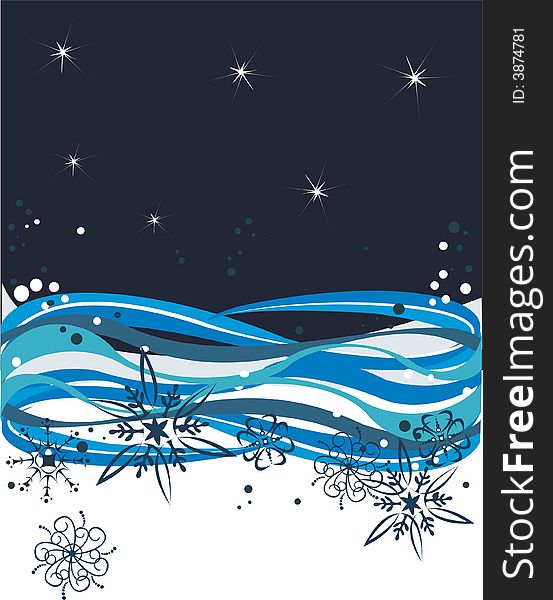 Winter background with snowflakes and stars