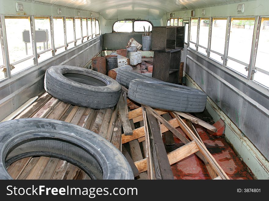 An abandon broaken down school bus. An abandon broaken down school bus