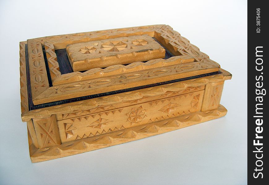 A box is wooden fretted for storage of decorations, valuables, money