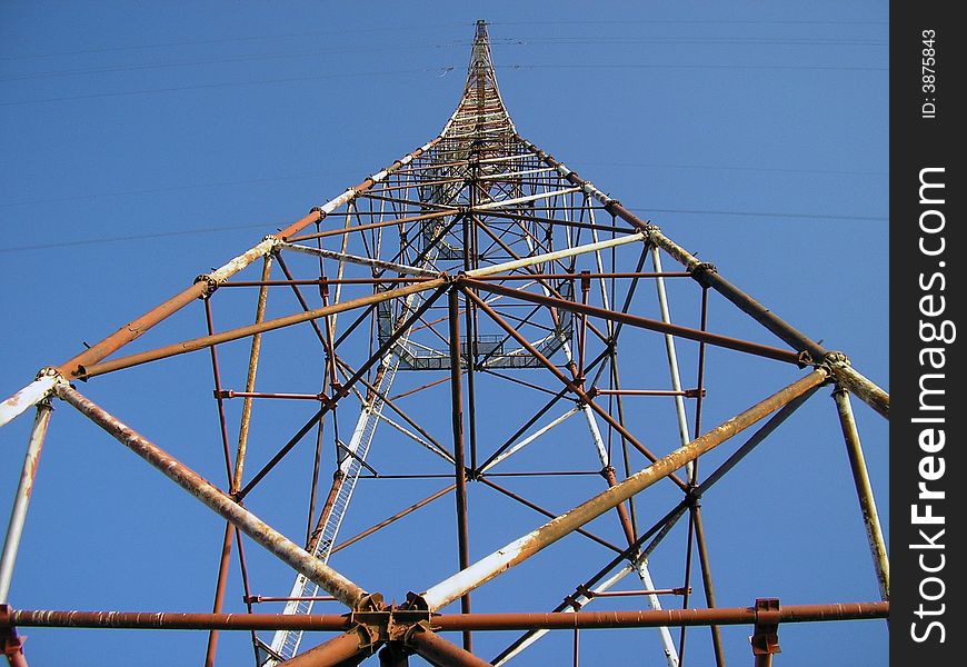 Russia. Vladivostok. Power transmission tower, interesting view.