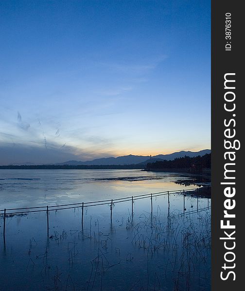 Kun Ming Lake of Summer Palace in Evening