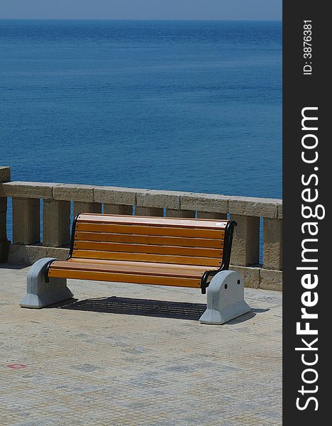 Urban decoration, a seat on the shore