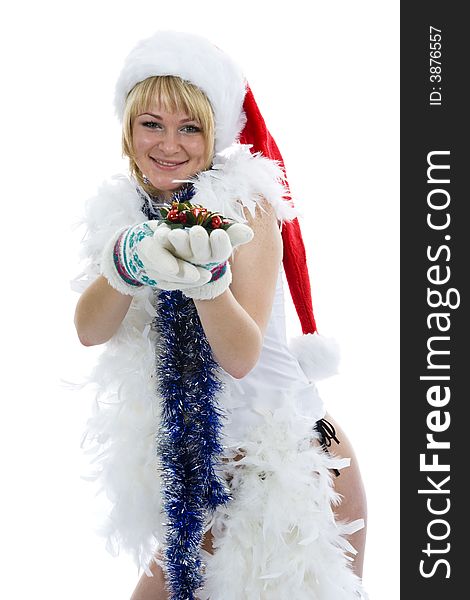 Attractive Woman In Santa Cap