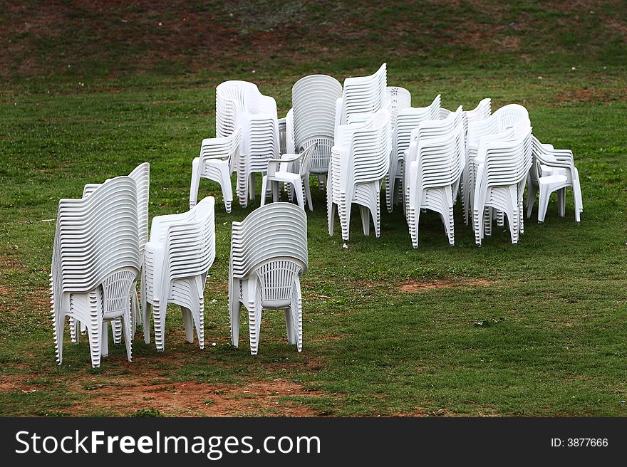 Chairs after party in the field