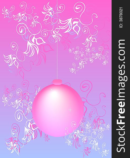 Decorative christmas baubles pink background